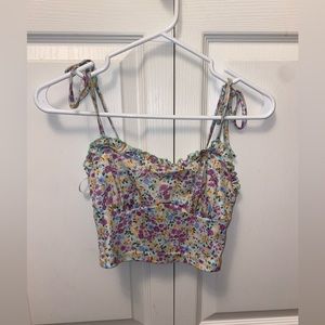 Shein cropped floral tank top- XS